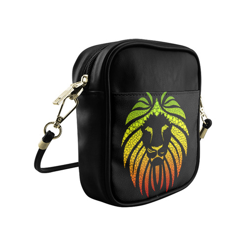 Rastafari Lion Dots green yellow red Sling Bag (Model 1627)