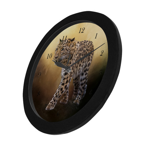 A magnificent painted Amur leopard Circular Plastic Wall clock