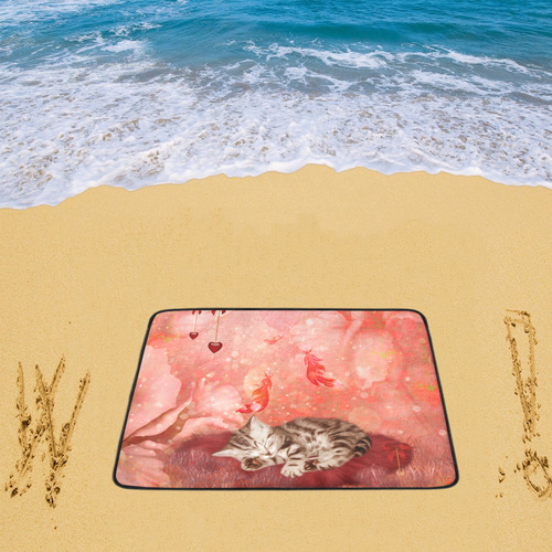 Sweet little sleeping kitten Beach Mat 78"x 60"