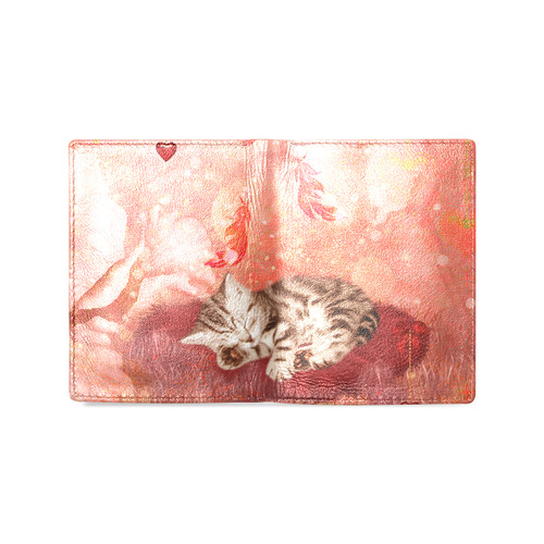 Sweet little sleeping kitten Men's Leather Wallet (Model 1612)
