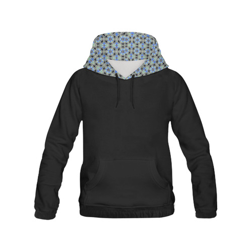 Green Blue and Black All Over Print Hoodie for Women (USA Size) (Model H13)