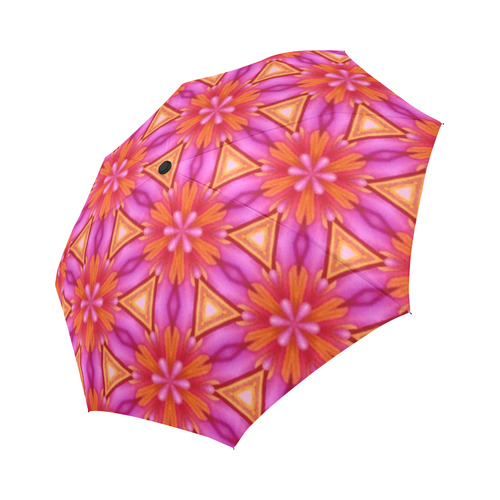 Pink and Orange Floral Pattern Auto-Foldable Umbrella (Model U04)