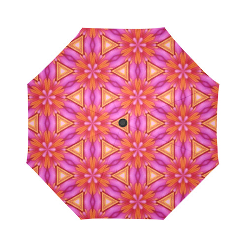 Pink and Orange Floral Pattern Auto-Foldable Umbrella (Model U04)