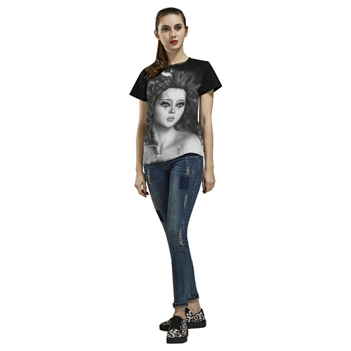 Gothic Girls Lost Forever Fantasy Goth Art All Over Print T-Shirt for Women (USA Size) (Model T40)