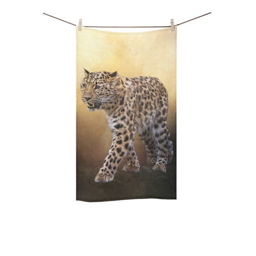 A magnificent painted Amur leopard Custom Towel 16"x28"