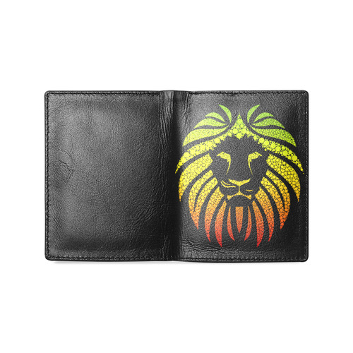 Rastafari Lion Dots green yellow red Men's Leather Wallet (Model 1612)