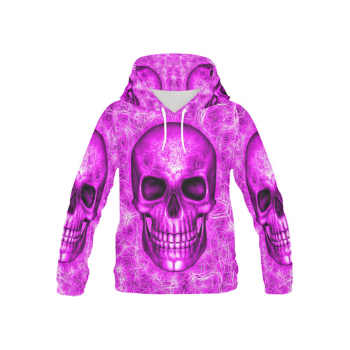 Smiling Skull on Fibers D by JamColors All Over Print Hoodie for Kid (USA Size) (Model H13)