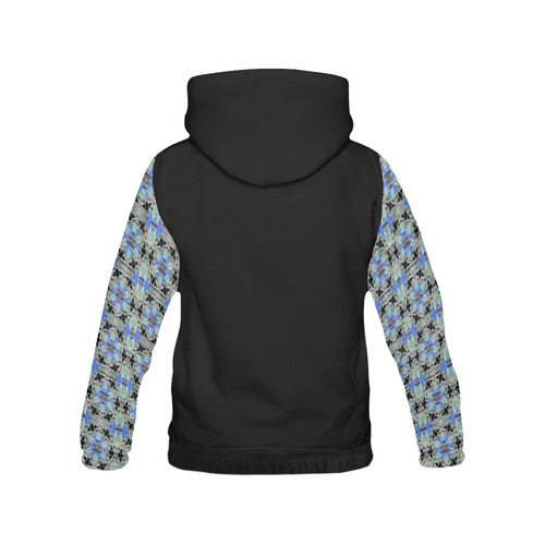 Green Blue and Black All Over Print Hoodie for Women (USA Size) (Model H13)