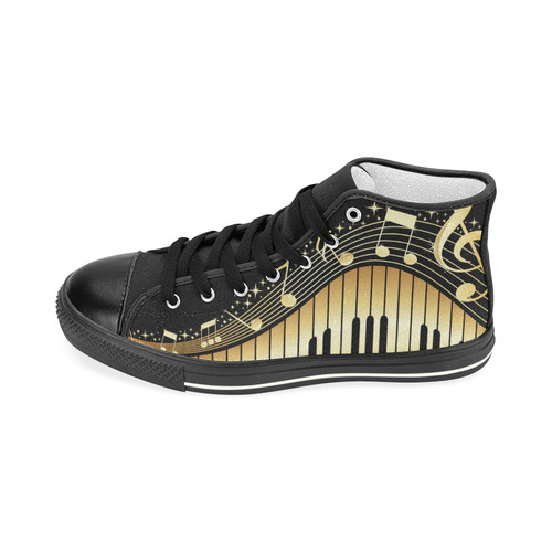 music-notes-with-piano Men’s Classic High Top Canvas Shoes (Model 017)