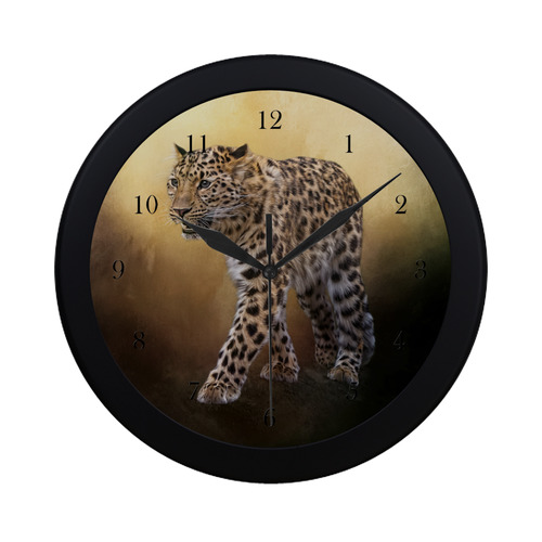 A magnificent painted Amur leopard Circular Plastic Wall clock