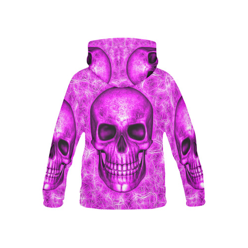 Smiling Skull on Fibers D by JamColors All Over Print Hoodie for Kid (USA Size) (Model H13)