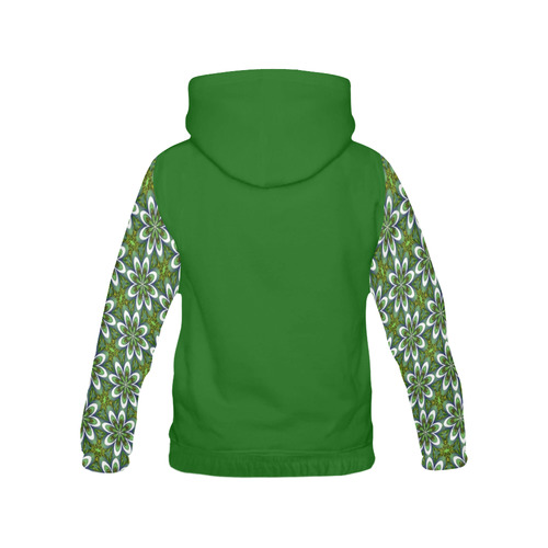 Green Geometric All Over Print Hoodie for Women (USA Size) (Model H13)
