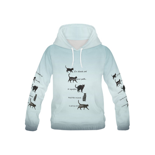 If a black cat All Over Print Hoodie for Kid (USA Size) (Model H13)