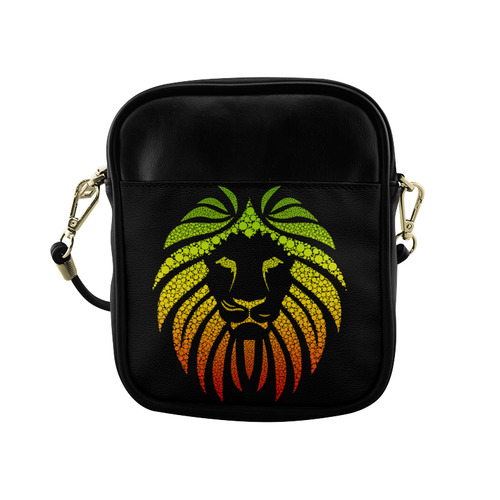 Rastafari Lion Dots green yellow red Sling Bag (Model 1627)