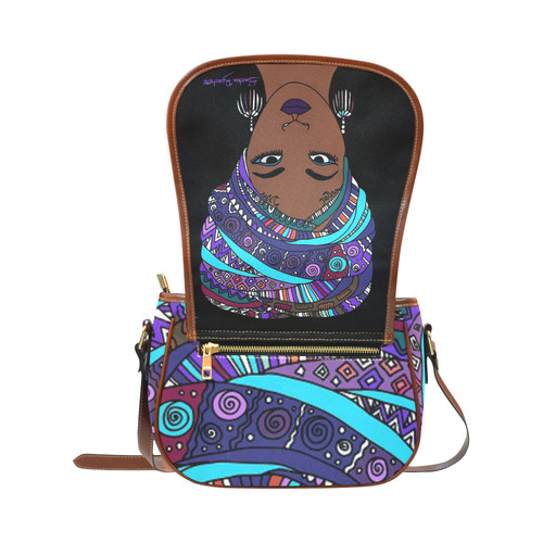Lady In Purple Saddle Bag/Small (Model 1649) Full Customization