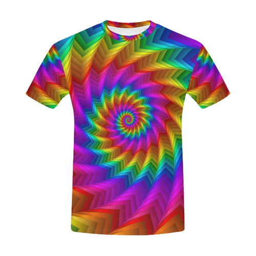 Psychedelic Rainbow Spiral All Over Print T-Shirt for Men (USA Size) (Model T40)
