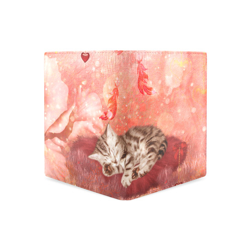 Sweet little sleeping kitten Men's Leather Wallet (Model 1612)