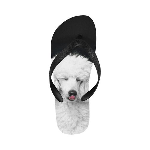 Silly White Poodle Flip Flops for Men/Women (Model 040)