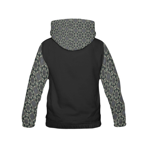 Gray and Black Geometric All Over Print Hoodie for Women (USA Size) (Model H13)