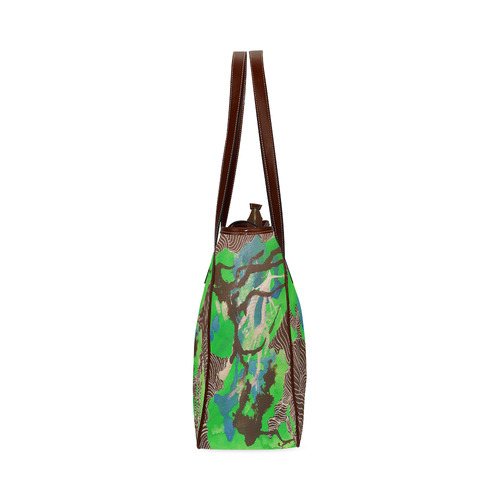 Green and Black Zentangle Abstract Tote Classic Tote Bag (Model 1644)
