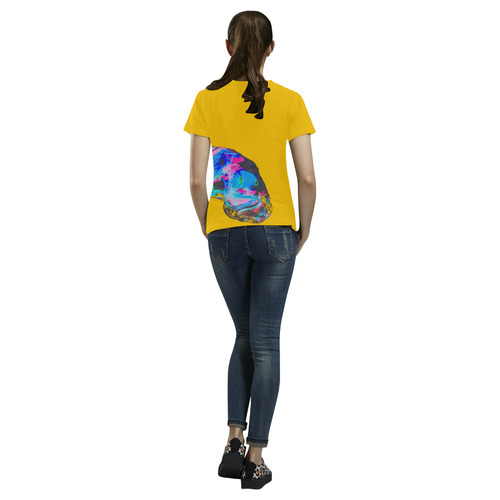 bubble boy on Yellow All Over Print T-Shirt for Women (USA Size) (Model T40)