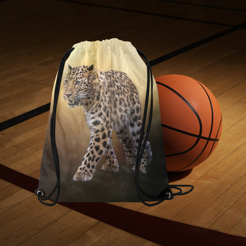 A magnificent painted Amur leopard Large Drawstring Bag Model 1604 (Twin Sides)  16.5"(W) * 19.3"(H)