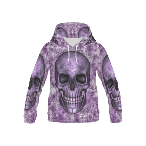 Smiling Skull on Fibers F by JamColors All Over Print Hoodie for Kid (USA Size) (Model H13)