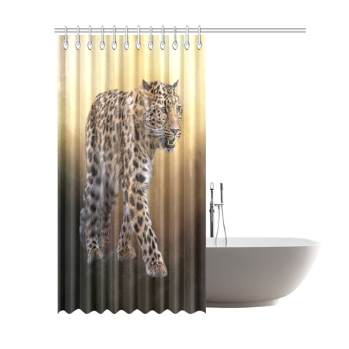 A magnificent painted Amur leopard Shower Curtain 69"x84"