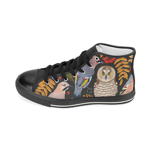 Owl and Bird Men’s Classic High Top Canvas Shoes (Model 017)