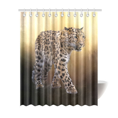 A magnificent painted Amur leopard Shower Curtain 69"x84"