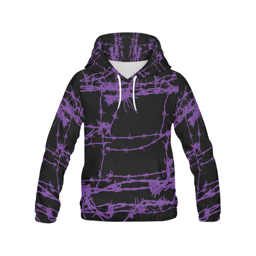 Purple Barbed Wire Goth Print All Over Print Hoodie for Women (USA Size) (Model H13)