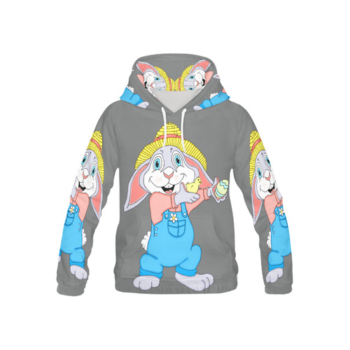 Easter Bunny Boy Grey All Over Print Hoodie for Kid (USA Size) (Model H13)