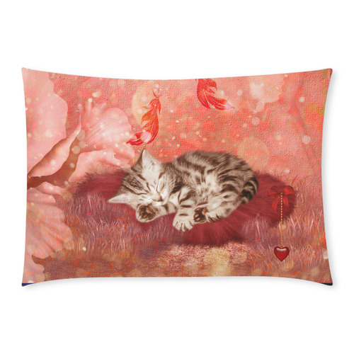 Sweet little sleeping kitten Custom Rectangle Pillow Case 20x30 (One Side)