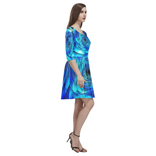 Galaxy Wormhole Spiral 3D - Jera Nour Tethys Half-Sleeve Skater Dress(Model D20)