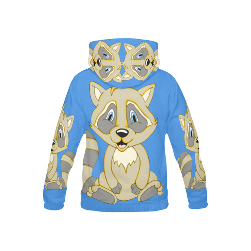 Rocky Raccoon Blue All Over Print Hoodie for Kid (USA Size) (Model H13)