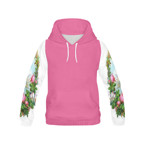 Vintage Floral Wreath All Over Print Hoodie for Women (USA Size) (Model H13)
