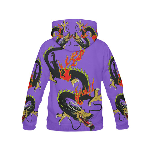 Black Chinese Dragon Purple All Over Print Hoodie for Men (USA Size) (Model H13)