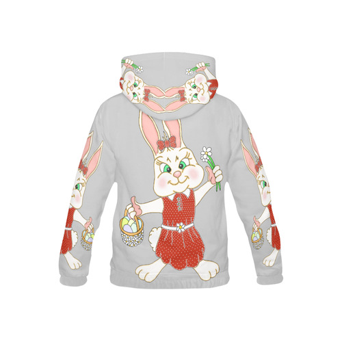 Easter Bunny Girl Light Grey All Over Print Hoodie for Kid (USA Size) (Model H13)