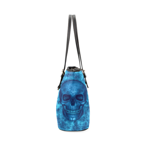 Smiling Skull on Fibers I by JamColors Leather Tote Bag/Small (Model 1640)