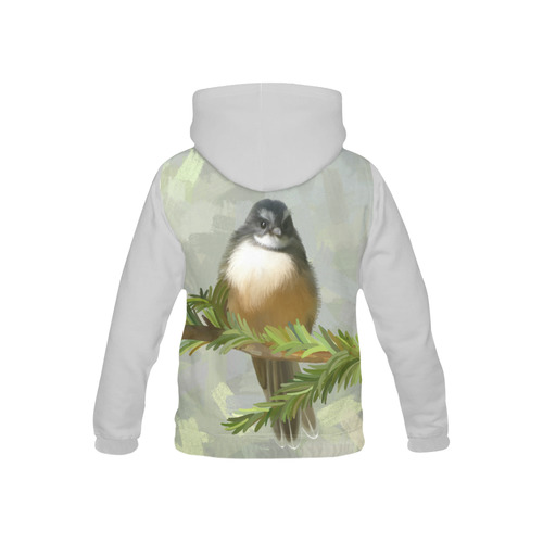 Fantail Chick in Forrest, pastel, watercolor bird All Over Print Hoodie for Kid (USA Size) (Model H13)