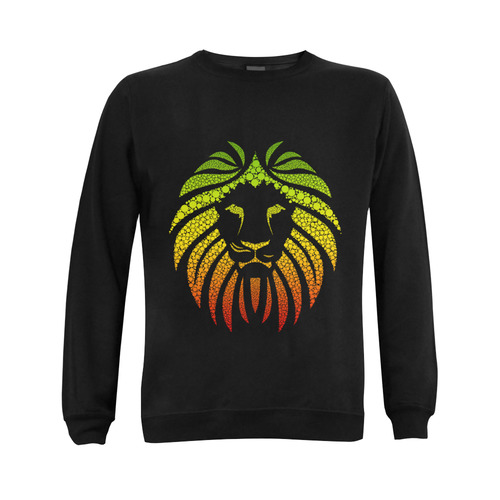 Rastafari Lion Dots green yellow red Gildan Crewneck Sweatshirt(NEW) (Model H01)