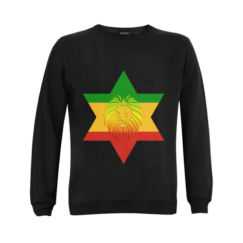 Rastafari Lion Flag green yellow red Gildan Crewneck Sweatshirt(NEW) (Model H01)