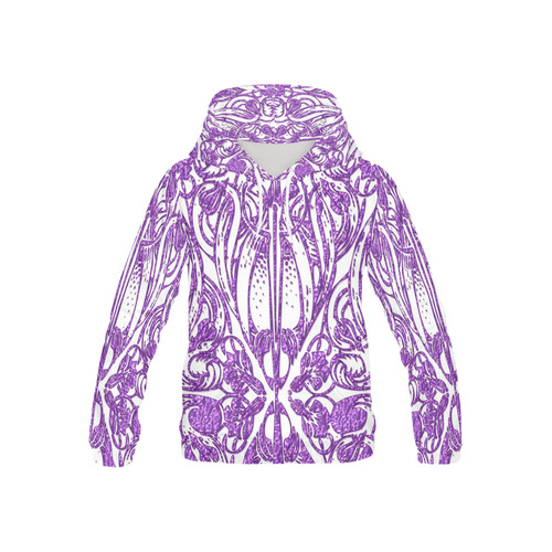 Lace Lilac All Over Print Hoodie for Kid (USA Size) (Model H13)