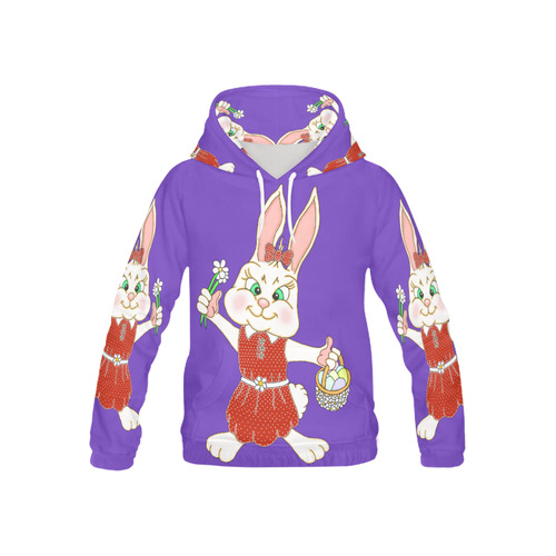 Easter Bunny Girl Purple All Over Print Hoodie for Kid (USA Size) (Model H13)