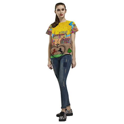 Celle Popart by Nico Bielow All Over Print T-Shirt for Women (USA Size) (Model T40)