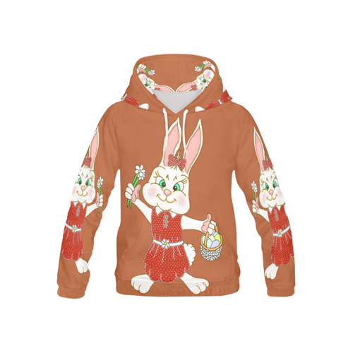 Easter Bunny Girl Rust All Over Print Hoodie for Kid (USA Size) (Model H13)