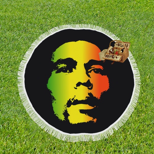 King Of Reggae Bob Marley Circular Beach Shawl 59"x 59"