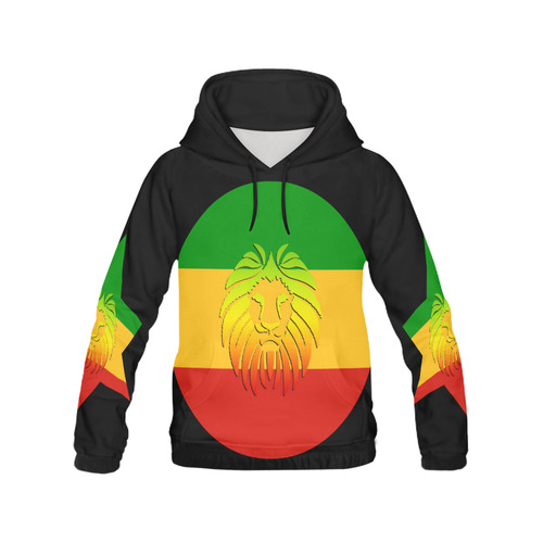 Rastafari Lion Flag green yellow red All Over Print Hoodie for Men (USA Size) (Model H13)