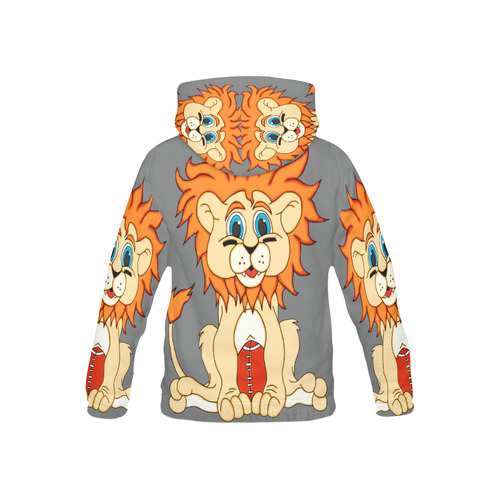 Football Lion Grey All Over Print Hoodie for Kid (USA Size) (Model H13)