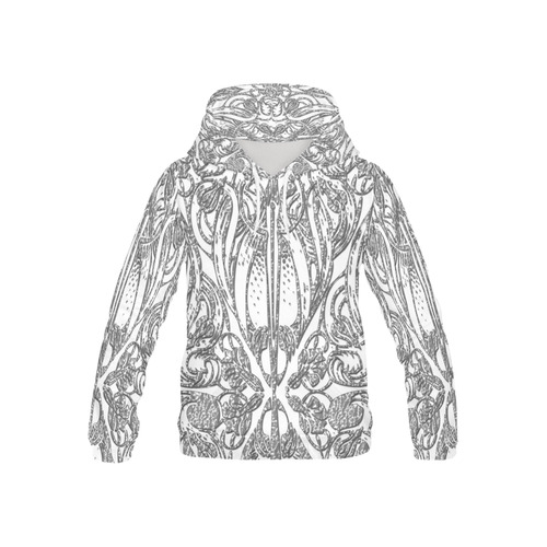 Lace Silver All Over Print Hoodie for Kid (USA Size) (Model H13)